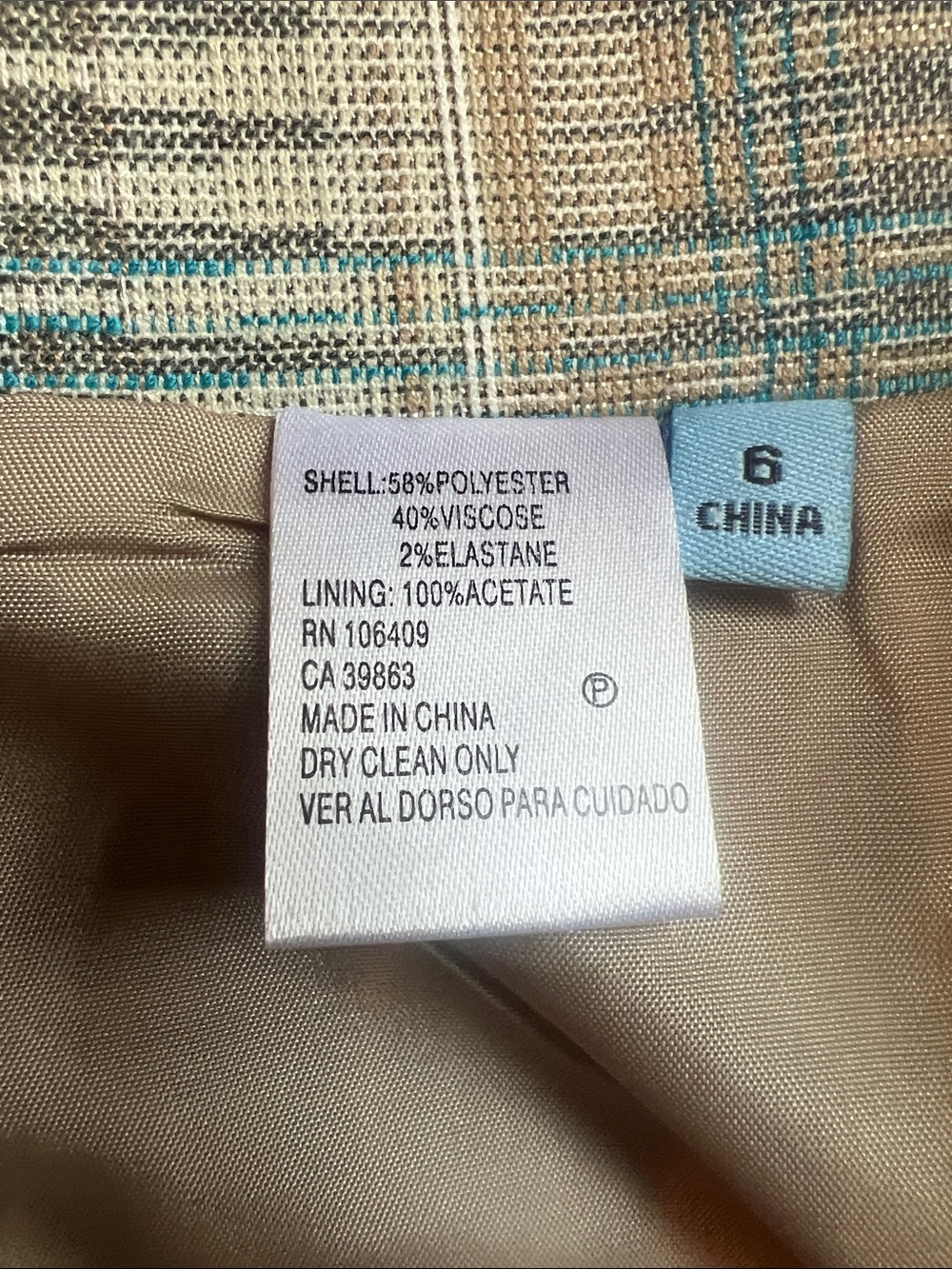 Antonio Melani Sz 6 Beige/Blue Pencil Skirt Career Work Business Academia Preppy - Picture 6 of 9